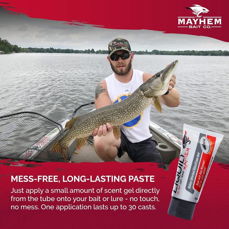 Liquid Mayhem Pike and Musky Fishing Attractant 60 ml Tube. Made with Real Panfish and Infused with Bite Stimulants. Blended Into a Powerful Sticky Matrix That Stays on Your Fishing Lure. By Liquid Mayhem - Image 2